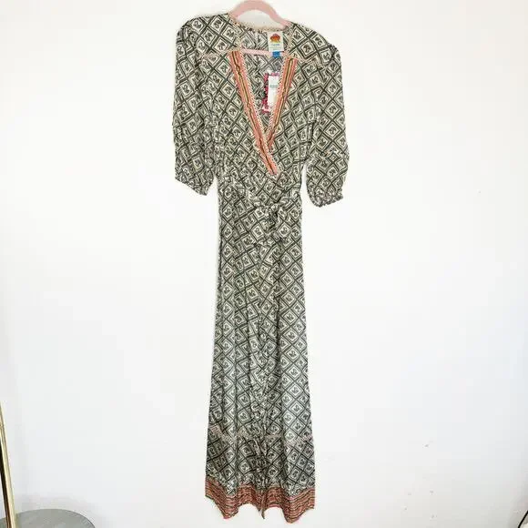 NWT Anthropologie Farm Rio V Neck Sheer Mushroom Print Wide Leg Jumpsuit Medium - Picture 16 of 16